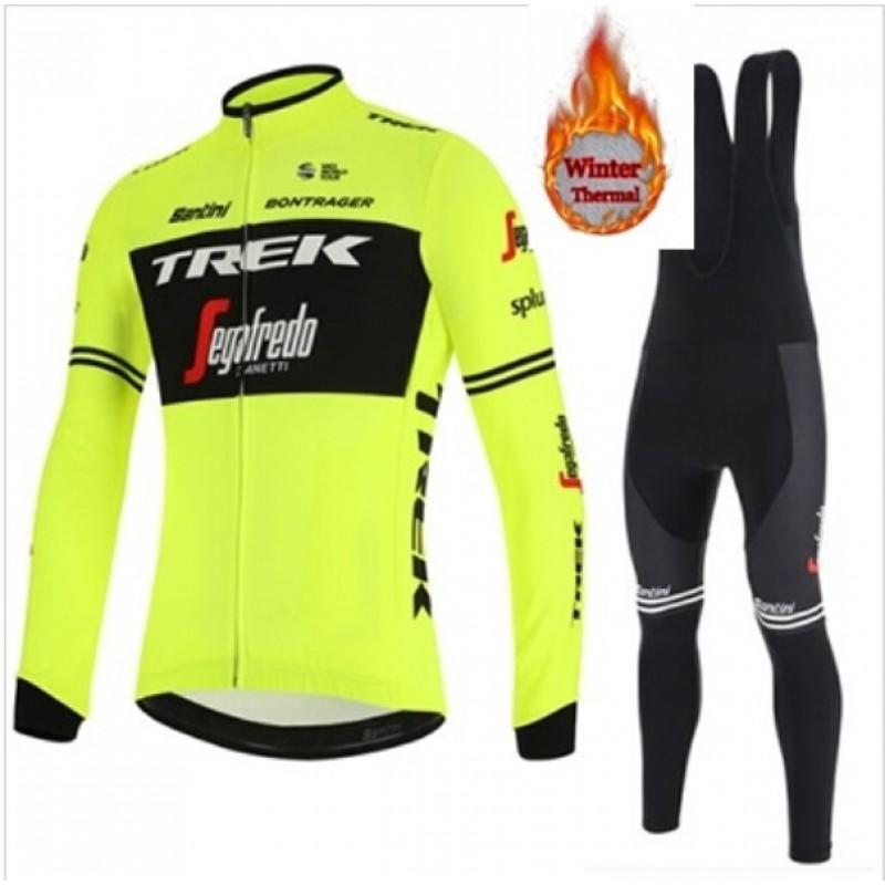 Winter Cycling Kit Thermal Fleece Long Sleeve Jersey Bib Pants Set Road Bike Outdoor Ride