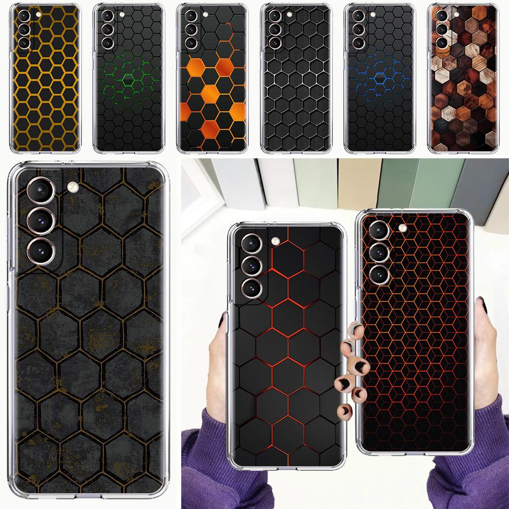 Phone Case For Samsung Galaxy S26 S25 S24 S23 S22 Ultra S20 S21 FE 5G Plus Soft Clear Cover Honeycomb Pattern