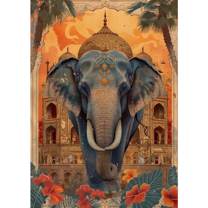 Indian Animals Elephant Tiger Peacock Nature Posters and Prints Canvas Printing Wall Art Picture for Living Room Home Decor Gift
