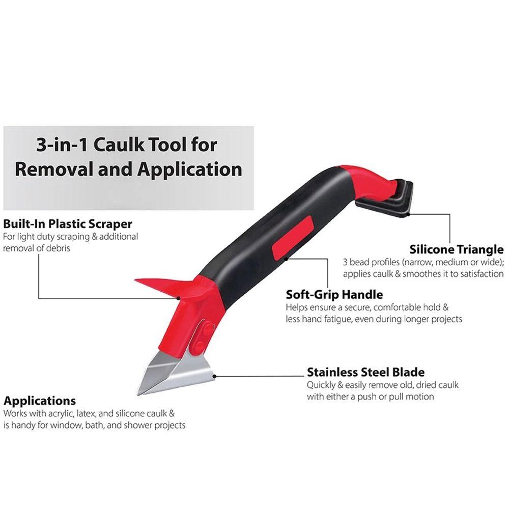 3-in-1 Caulk Tool Ergonomics Grip Spureboard Cement Removal Cement Jointing Shovel  Bath
