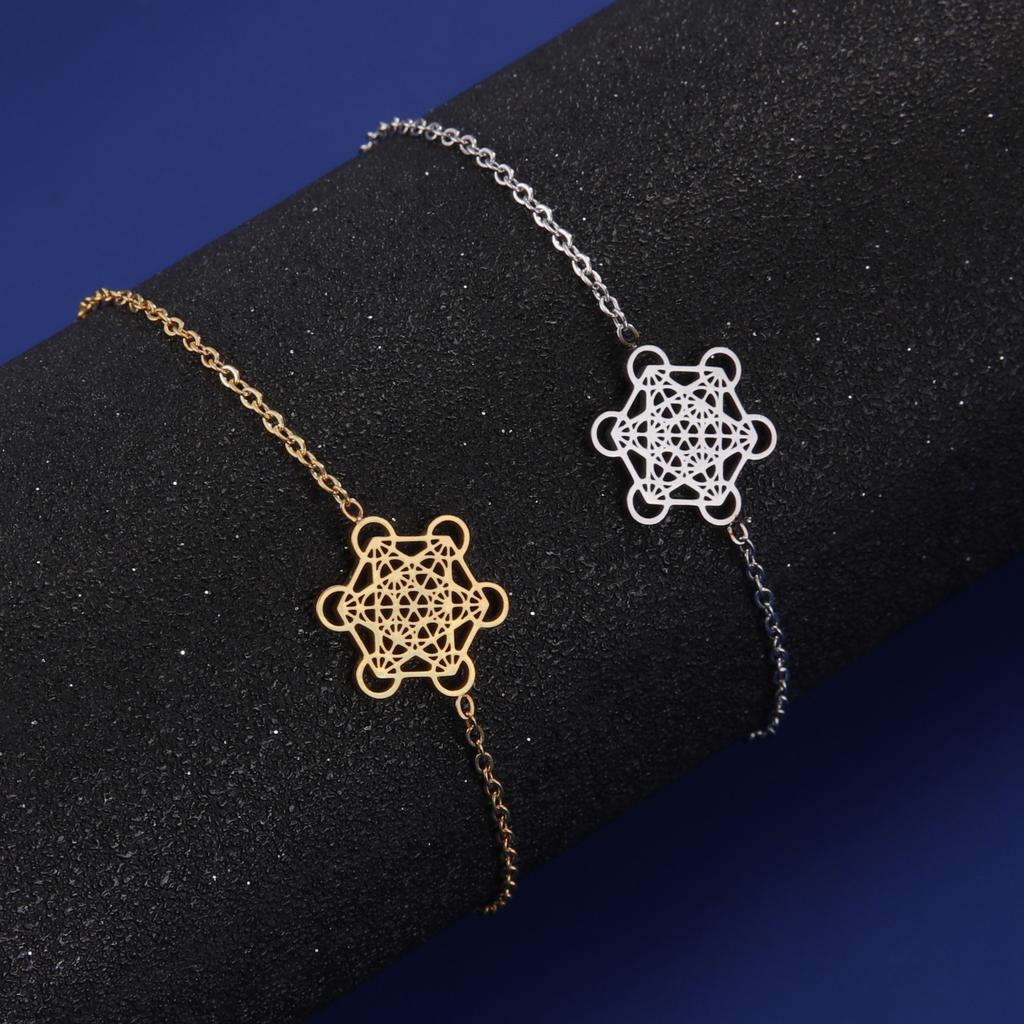 Teamer Archangel Metatron Cube Bracelets Women Men Sacred Geometry Bracelet Stainless Steel Amulet Religious Jewelry Gifts