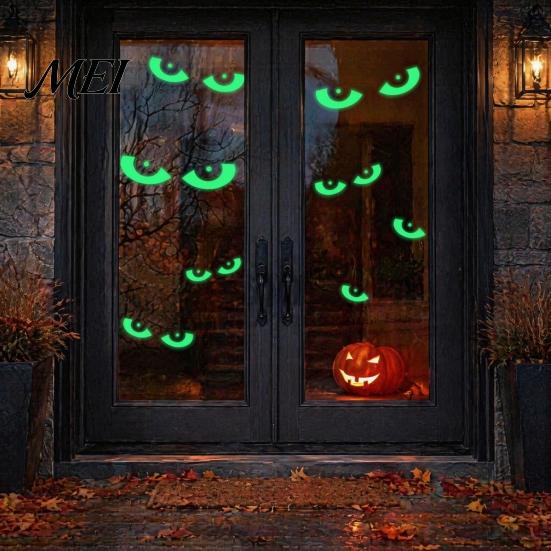 Spooky Night Atmosphere Decor Halloween Glow in The Dark Wall Stickers, Luminous Ghost Hand And Bat Removable PVC Stickers Decals, Horror Theme