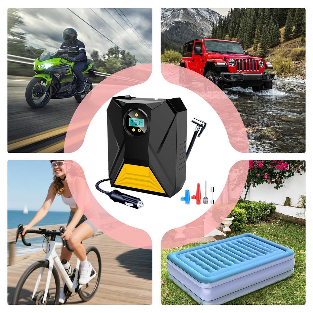 Tire Inflator Portable Tire Inflator For Car 12v Digital Display Electric Pressure Gauge For Automotive Bicycle Truck Motorcycle