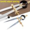 Spring Wing Divider Caliper Adjustable Lockable 4in 150mm Steel Leather Compass Creaser Drafting Compass Tool for Woodworking