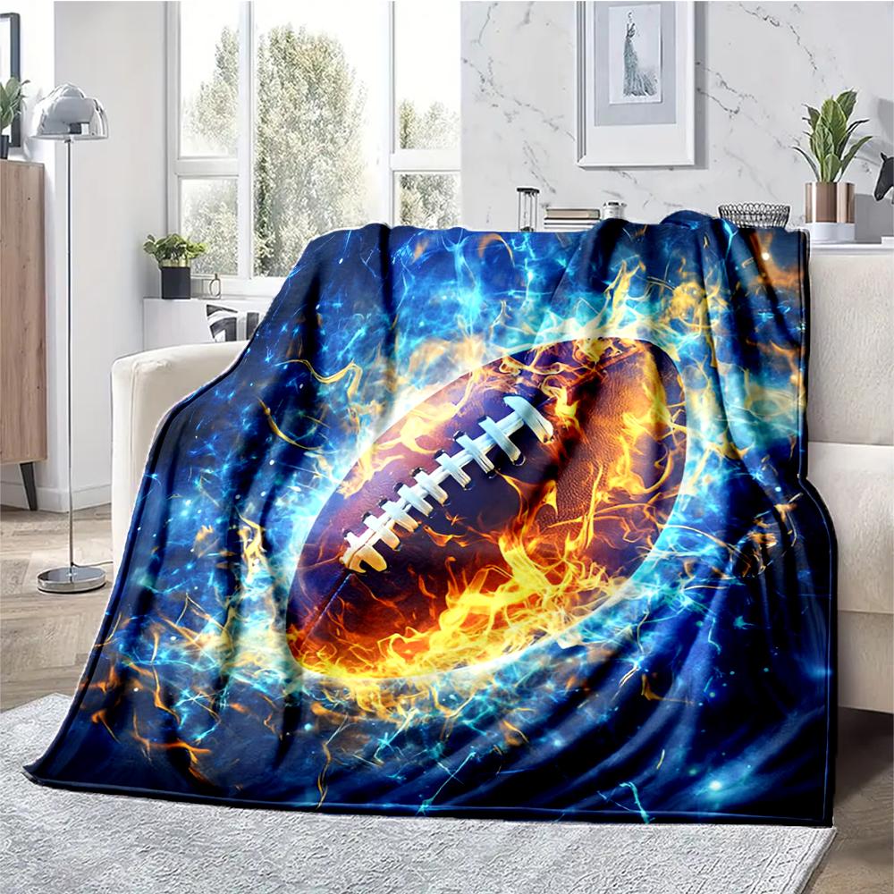 American football Theme Printed Blanket - Perfect for Couch, Bed, Travel & Outdoor Use | Machine Washable, Cozy & Durable.