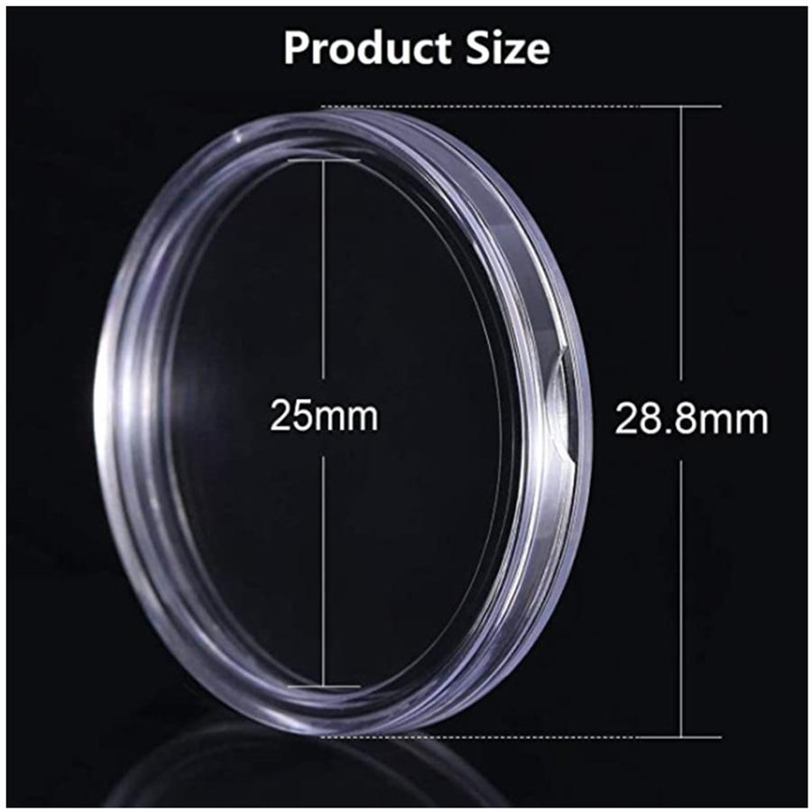 100Pcs Direct Fit Airtight 25mm Coin Storage Box Holder For Commemorative Coins