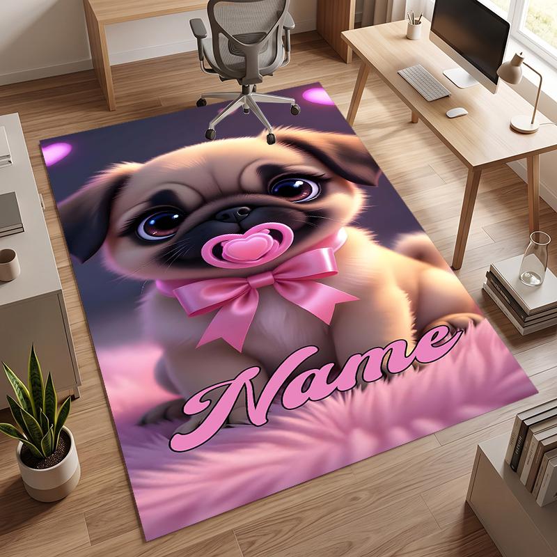 Cute PUPPY (19) Personalized name Office Carpet Stylish Decor for Living Room Bedroom Kitchen