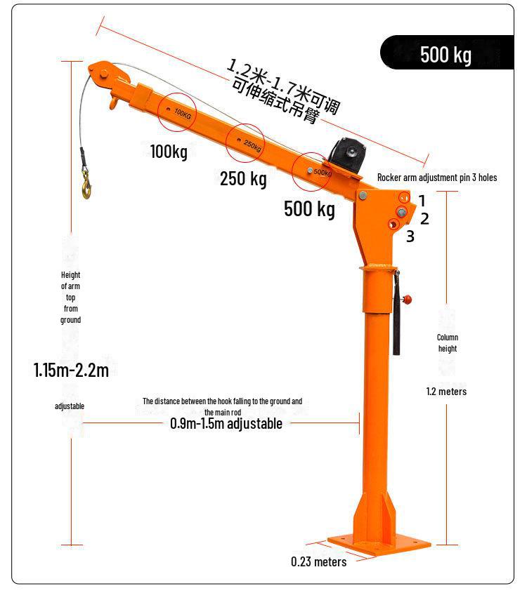 Small rotating crane rack for vehicles, ideal for outdoor decoration and construction.