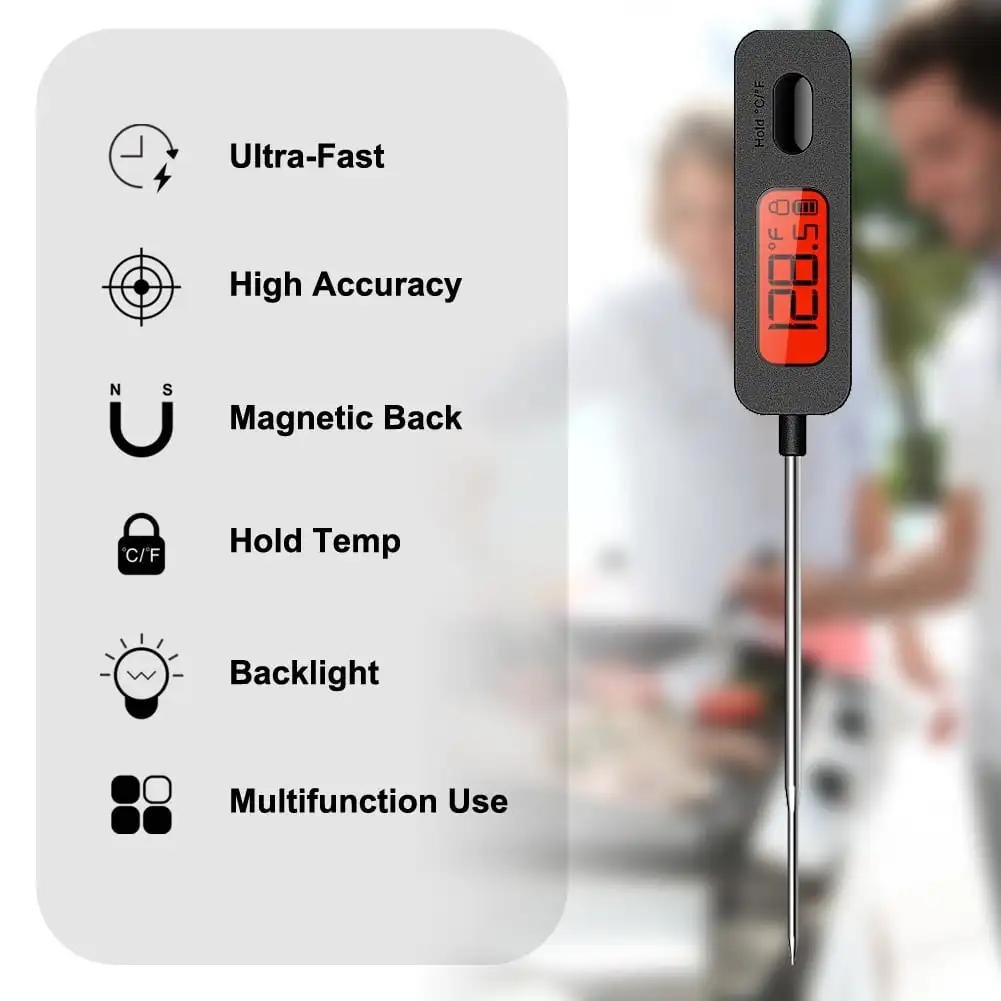 Meat Thermometer Digital Instant Read LCD Screen Roasting Kitchen Thermometer for Food Meat Grill Milk with Magnetic Back