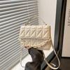 Solid Color Texture Small Bag Women's Summer New Trendy Fashion Portable Small Square Bag Simple Diamond Shoulder Messenger Bag
