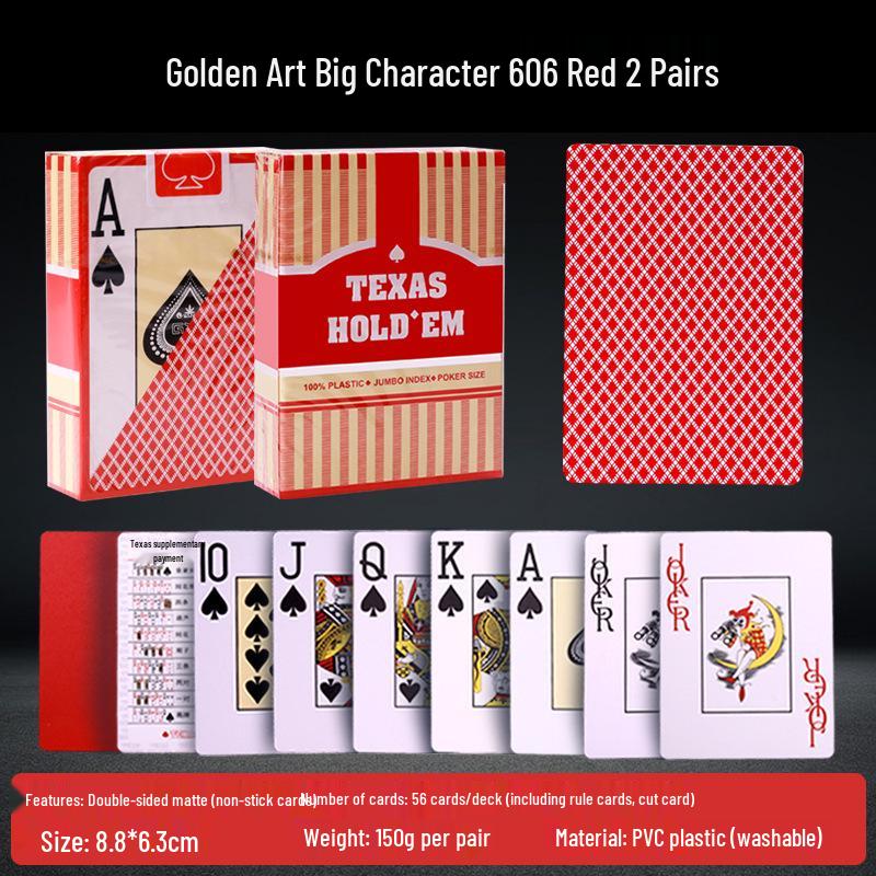 Gold Art 606 Waterproof Texas Hold'em Poker Cards, Large Font, Durable and Washable