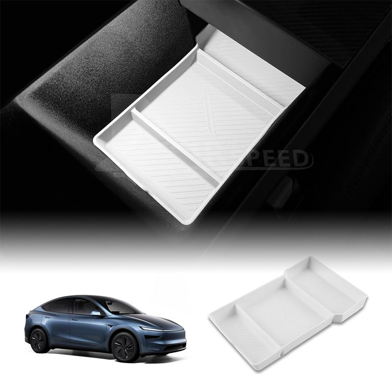 Silicone Car Central Console Storage Armrest Box Mat for Tesla Model Y Juniper Launch 2025 2026-UP Tray Organizer Accessories