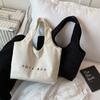 Casual Large-capacity Handbag Bag Women's 2025 New Embroidered Letter Tote Bag Corduroy Simple Underarm Bag