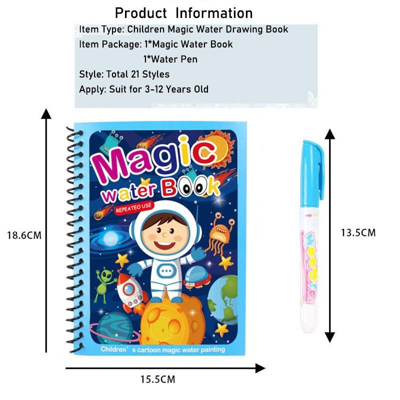 Children Magic Water Painting Book Creative DIY Kindgarten Kids Graffiti Color Water Drawing Book Early Education Toys for Kids XYZ