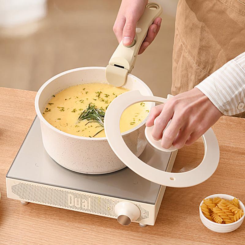 Detachable Handle Cookware Set Granite Coating Nonstick Pots Milk Pan Frying Pan Saucepan Compact Kitchen Set Stackable Storage Induction Stove Pot