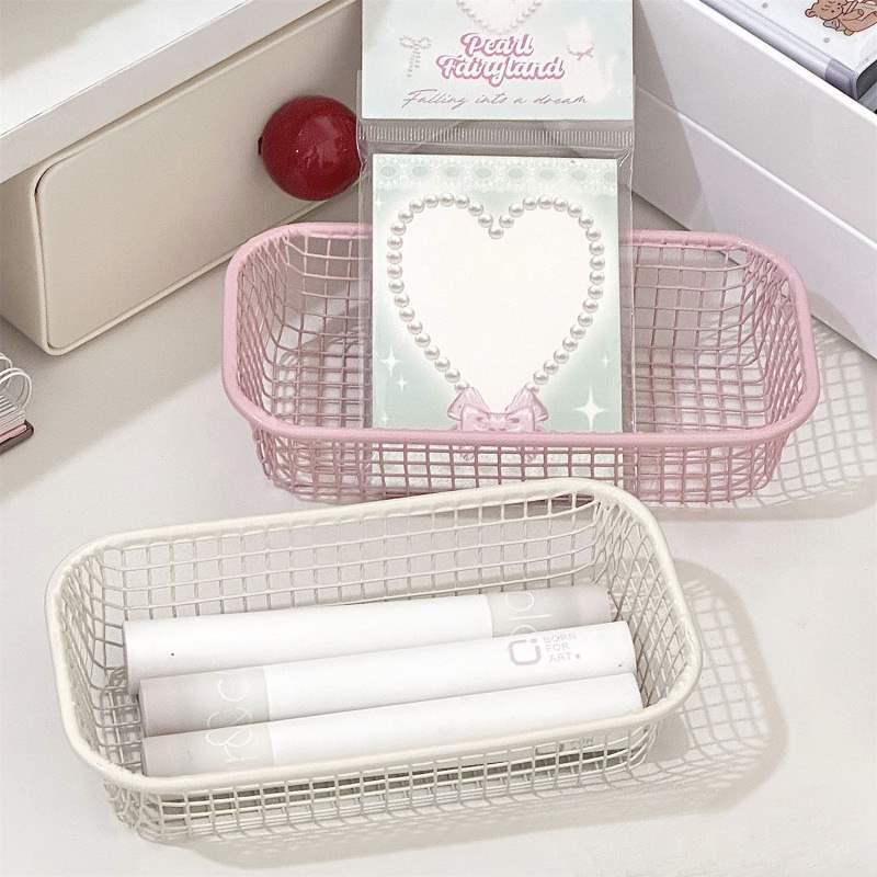 Iron Art Creamy Storage Basket - Office & Desk Organizer