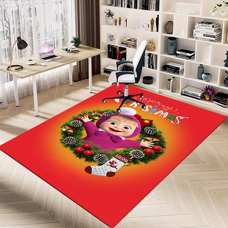 1PC Christmas Masha Extra Large Non Slip Floor carpet, Office, family, bedroom, Studio Large Area Rug Indoor Rugs