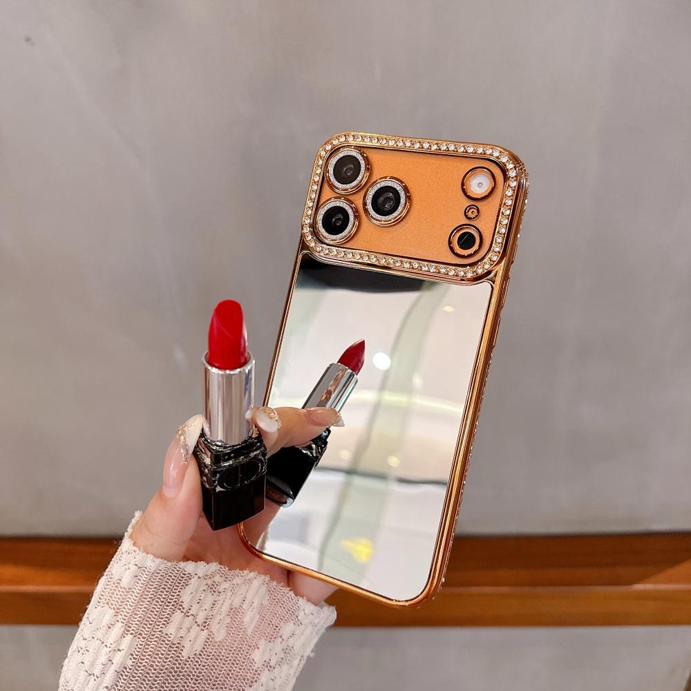 Glitter Diamond Mirror Plating Case for For Iphone 1 16 17 Pro Max 12 13 14 Bling Rhinestone Camera Protector Make Up Cover