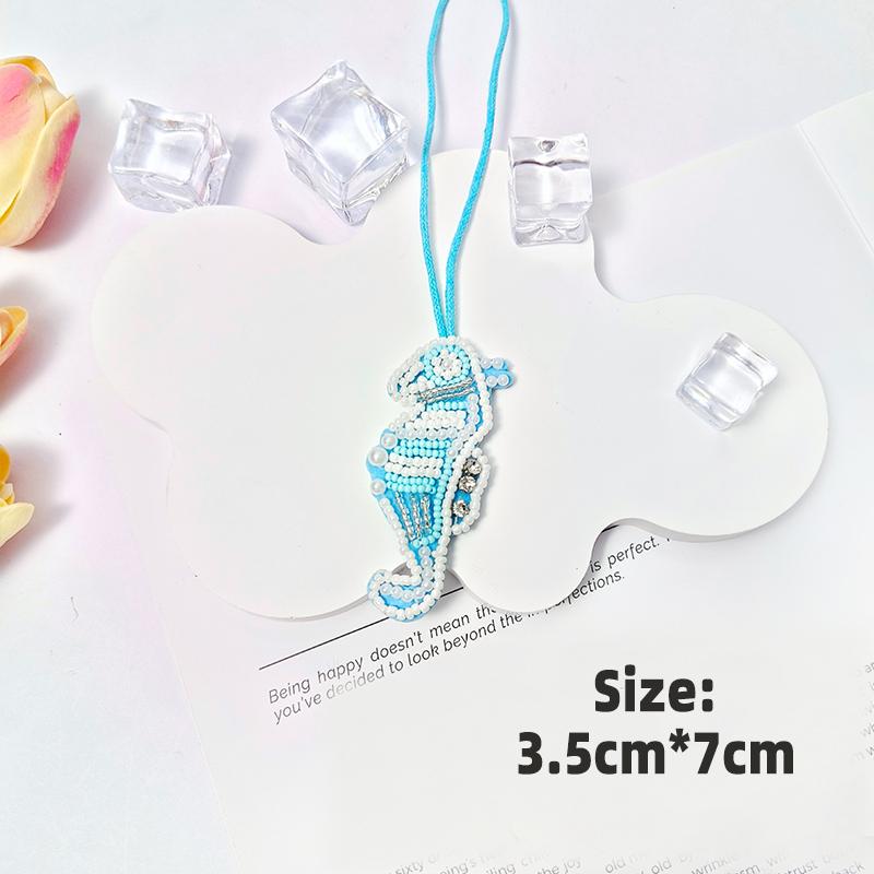 3D Ocean Theme Patches Handmade Rhinestone Beaded Patches with Hanging Rope Crystal Bag Lanyard Patch Beading Applique