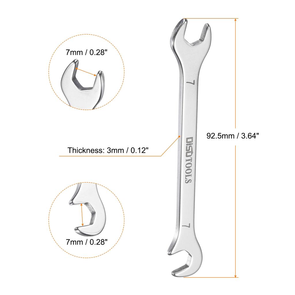 Uxcell Super-Thin Open End Wrench 5mm-11mm Metric Double Open-End Wrench with 15°and 75° Angled for Auto Repairs Home Projects
