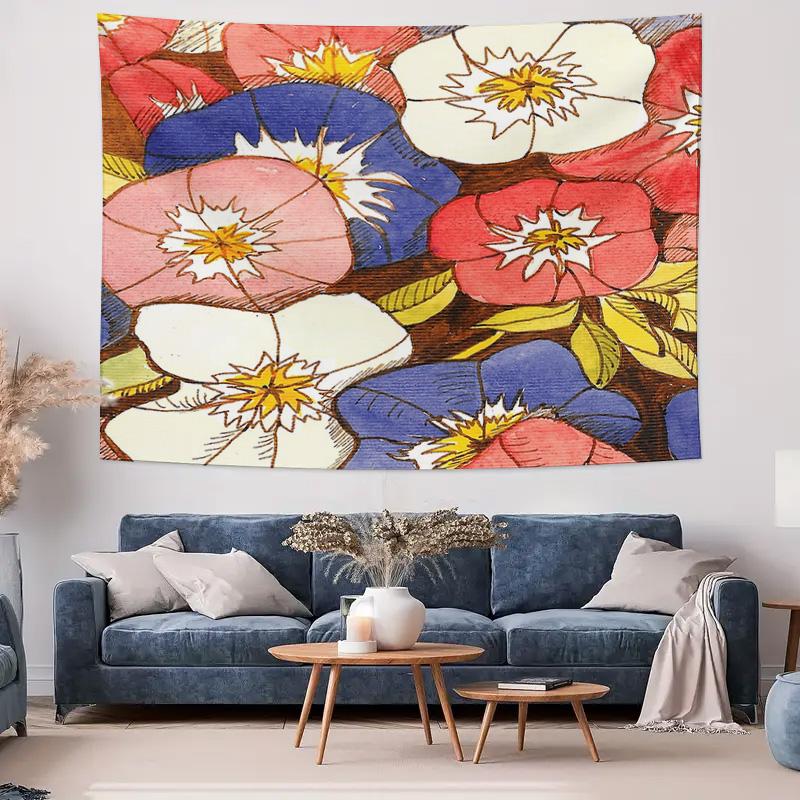 Floral Tapestry Wall Hanging Nature Botanical Flower Pattern Room Decor Bohemian Aesthetic Dorm Wall Art Bedroom Living Room Bac
