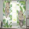 Leopard Palm Leaves Sheer Window Curtains For Living Room Bedroom Modern Voile Tulle Curtains Fabric Drapes For Kitchen