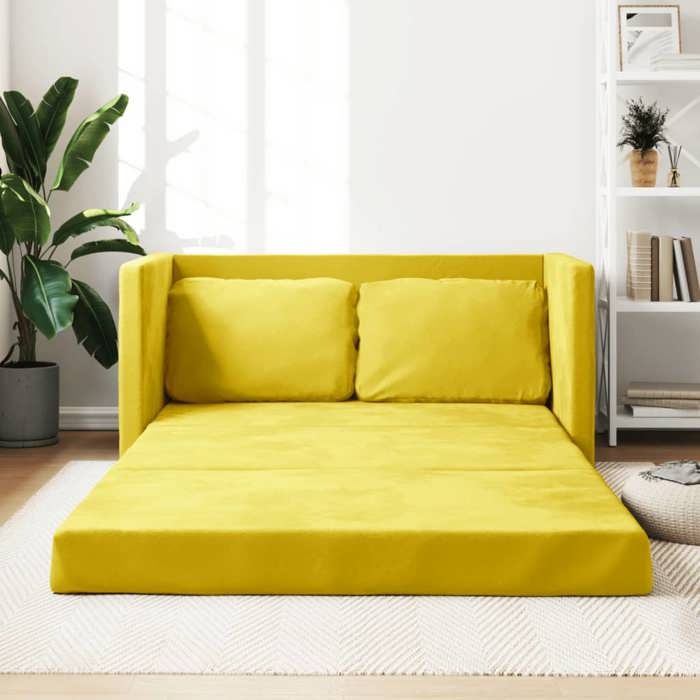 VidaXL Canapé-lit 2 en 1 jaune foncé 122x204x55 cm velours 353963