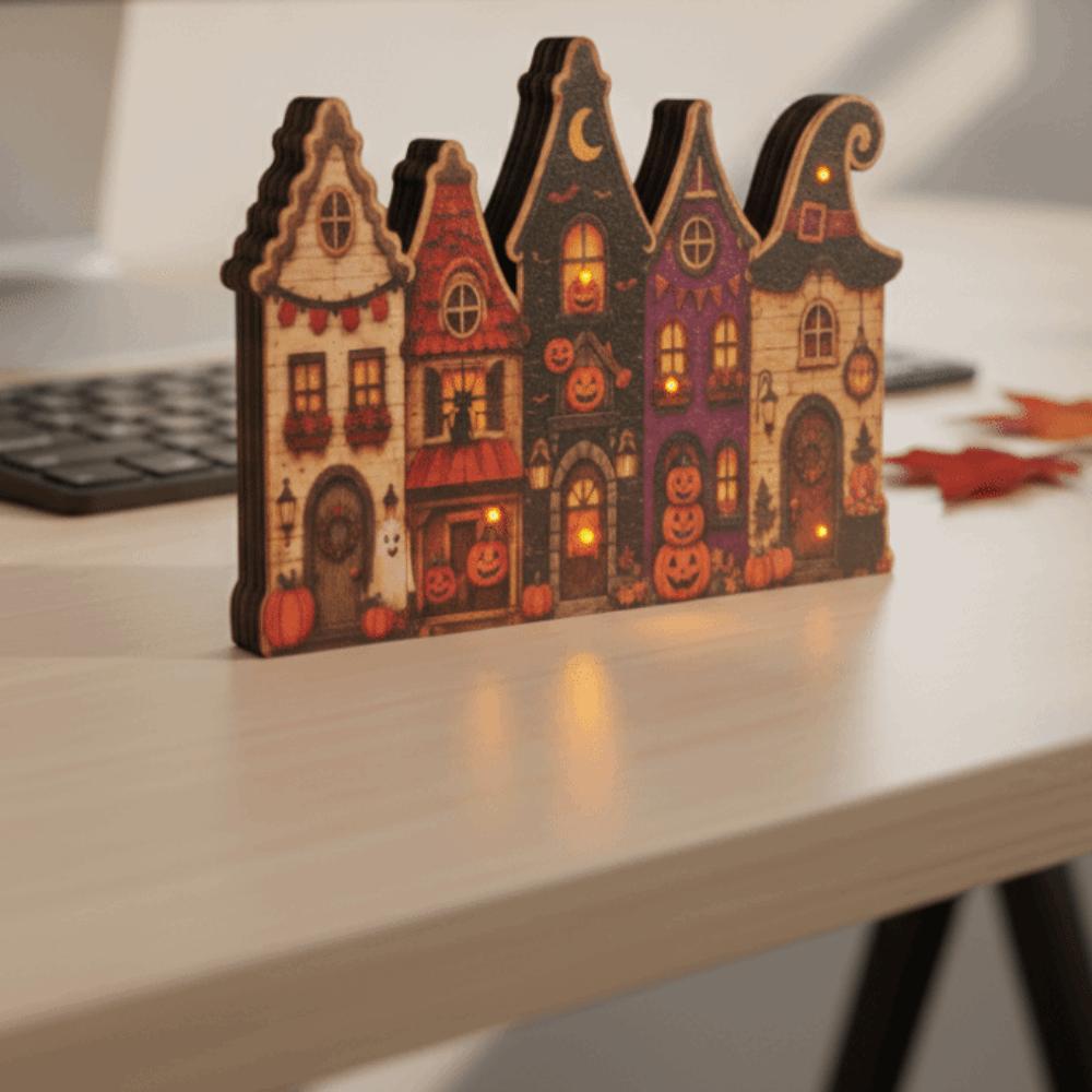 Multi-layer Wooden Haunted House Vintage Finish Rustic Autumn Ornament Interior Designer