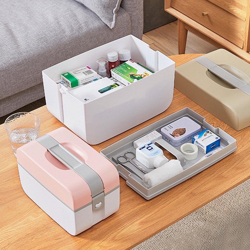 Emergency Medicine Case Plastic Sturdy Multi-Functional Storage Box Random Color Size M Portable First Aid Kit for Home