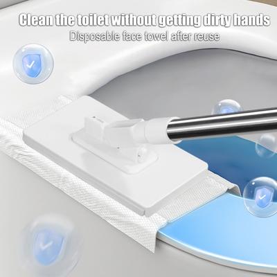 Snap Grip Mini Wischmopp Zero Touch Tuchwechsel Fauler Wischmopp Langer Griff Flachmopp Verriegelungskopf mit Wischtuch für Feuchte und Trockene Anwendung Zuhause Badezimmerreinigung
