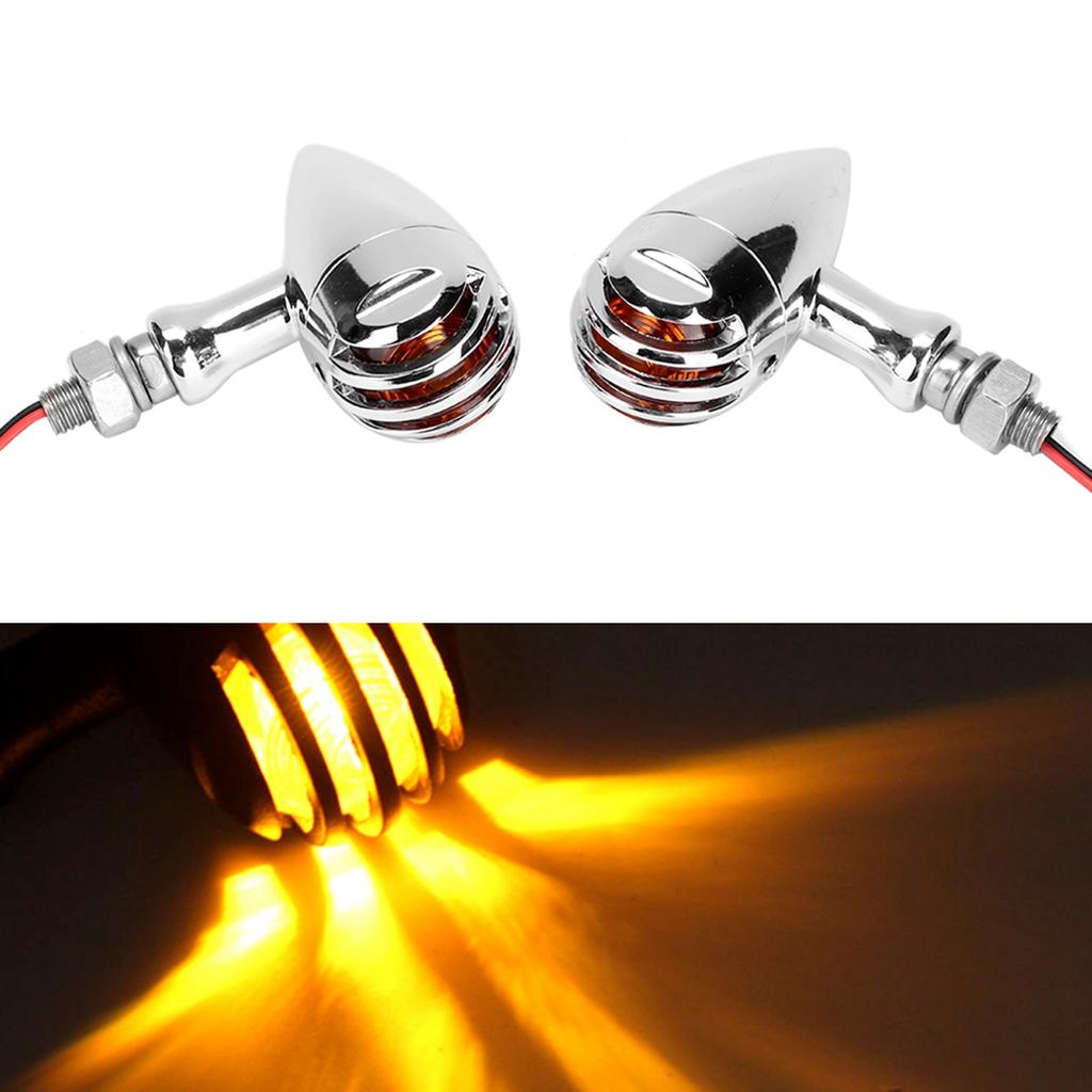 1 Pair Retro Style Universal Turn Signal Light Lamp Motorcycle Modification AccessoriesSilver