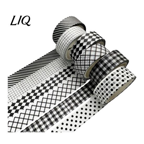 Artistic Washi Tape Roll 6 Rolls Plaid Set, Grid Checkered Pattern Masking Tape, Self Retro Adhesive Decorative for DIY Crafts, Journal, Scrapbook,