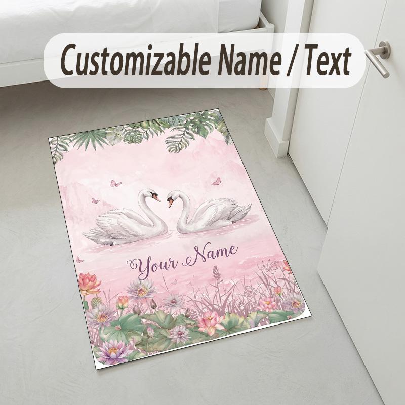 Sunshine Smiles Theme Soft Crystal Velvet Rug Custom Name & Text Print Non Slip Floor Rug for Bedroom Living Room