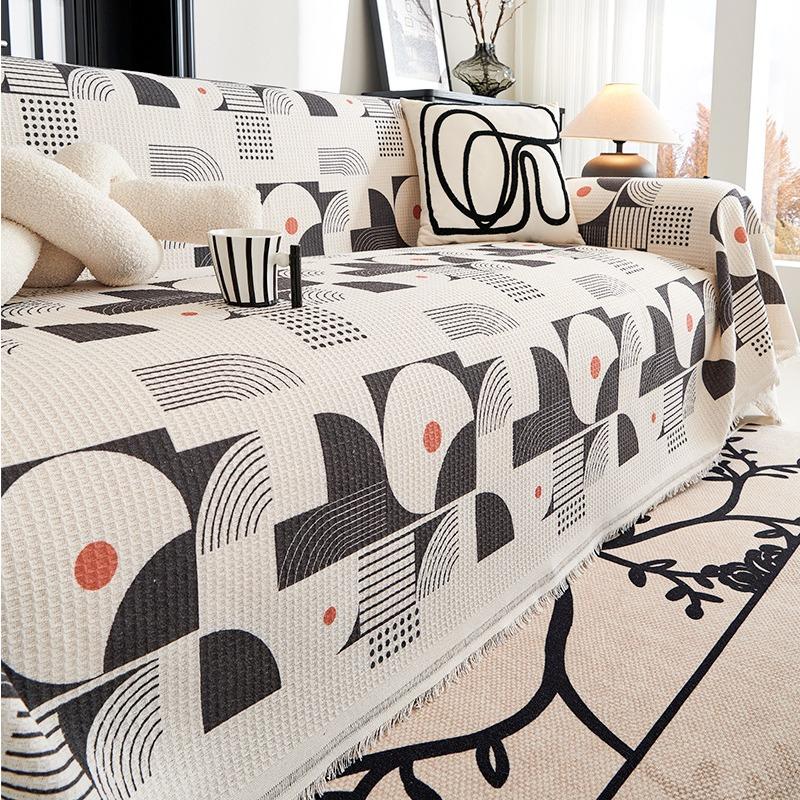 Plaid Sofa Towel Full Cover Cloth Simple Style Waffle Sofa Cover Universal Cover Universal Non-Slip Sofa Cover Cushion