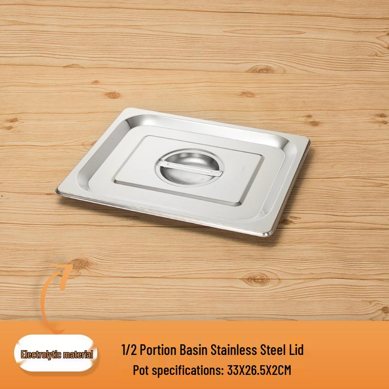 Rectangular Stainless Steel Serving Pans with Lids - Ideal for Mala Tang, Vegetables, Milk Tea, and Ice Cream
