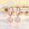 Gold Plated Heart Shaped Earrings for Women with Zirconia Embedded Copper Jewelry Clip On Fashion Accessories