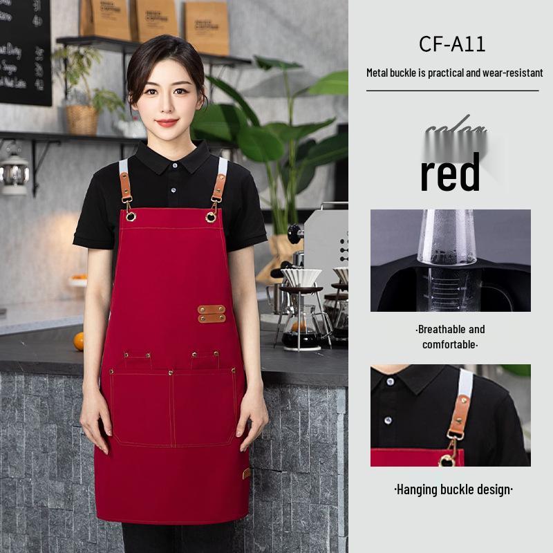 Custom Waterproof Oil-Proof Double Shoulder Canvas Apron