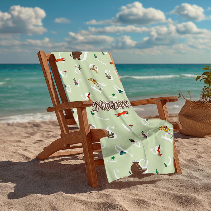 Custom Name Ultra-Soft Beach Towel with The Gruffalo Theme,Ideal for Pool - Camping, Diving - Perfect Travel Essential, Vibrant Beach Towel.