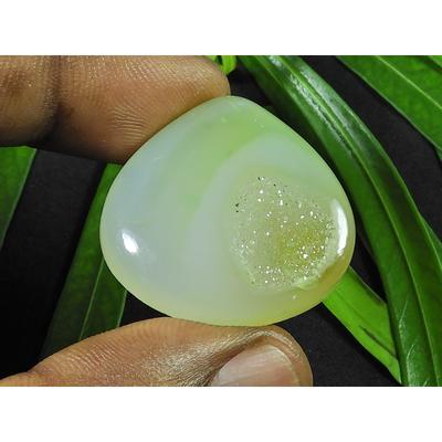 29X30X08MM Druzy Agate Pear Healing Crytsal Cabochon Loose Gemstone 56Cts. SK-4154