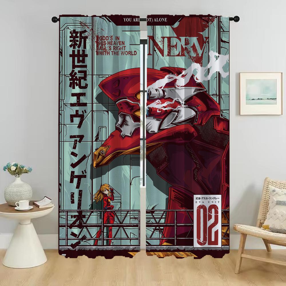 Evangeliones Blackout Curtains for Living Room Tulle for Bedroom Halloween Decoration Kitchen Curtains 2 Pieces Shades Partition