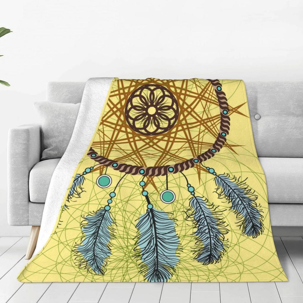 Dreamcatcher Blanket Boho Dream Catcher Plush Throw Blanket Flannel Fleece Blanket for Travel, Airplane, Bed, Couch, Car, Gift