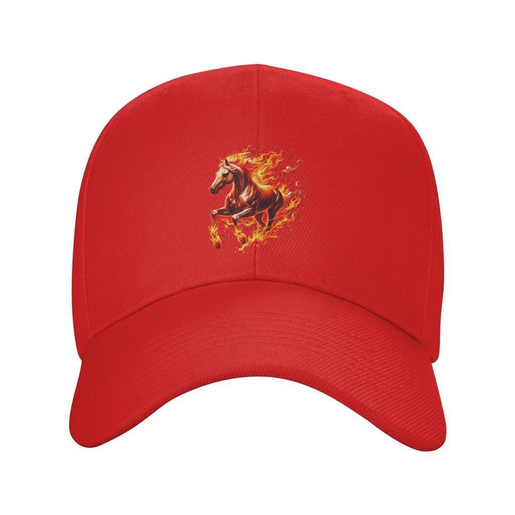 Lustiges brennendes Pferd Outfit für Pferde Flammen Liebhaber Baseballkappe Lässig Unisex Herren Hip Hop Hüte Jagd Camping Baseballkappen