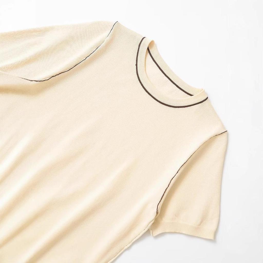 2025 Spring Women's Fashion: Versatile European & American Style Knitted Top - Short Sleeve