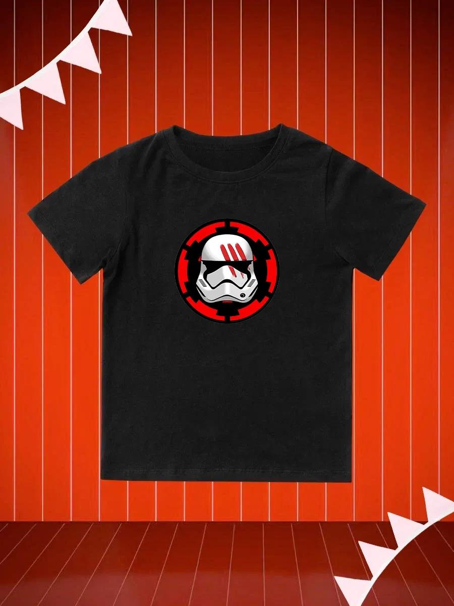 Round Neck Printed Pattern Pullover Short Sleeve Kids Tops Star Warriors 140