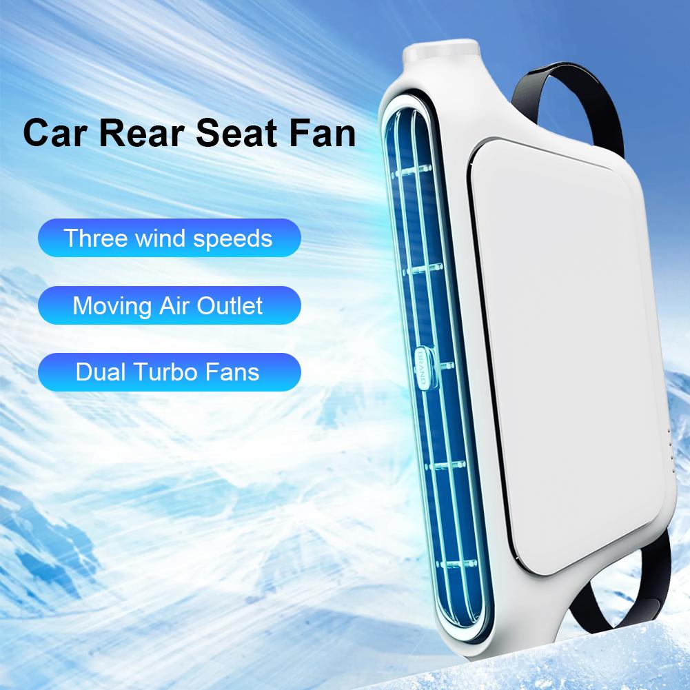 Portable Car Seat Fan for Front Rear Seat Passenge Rechargeable Car Headrest Cooling Air Fan Adjustable Strap Car Interior Fan