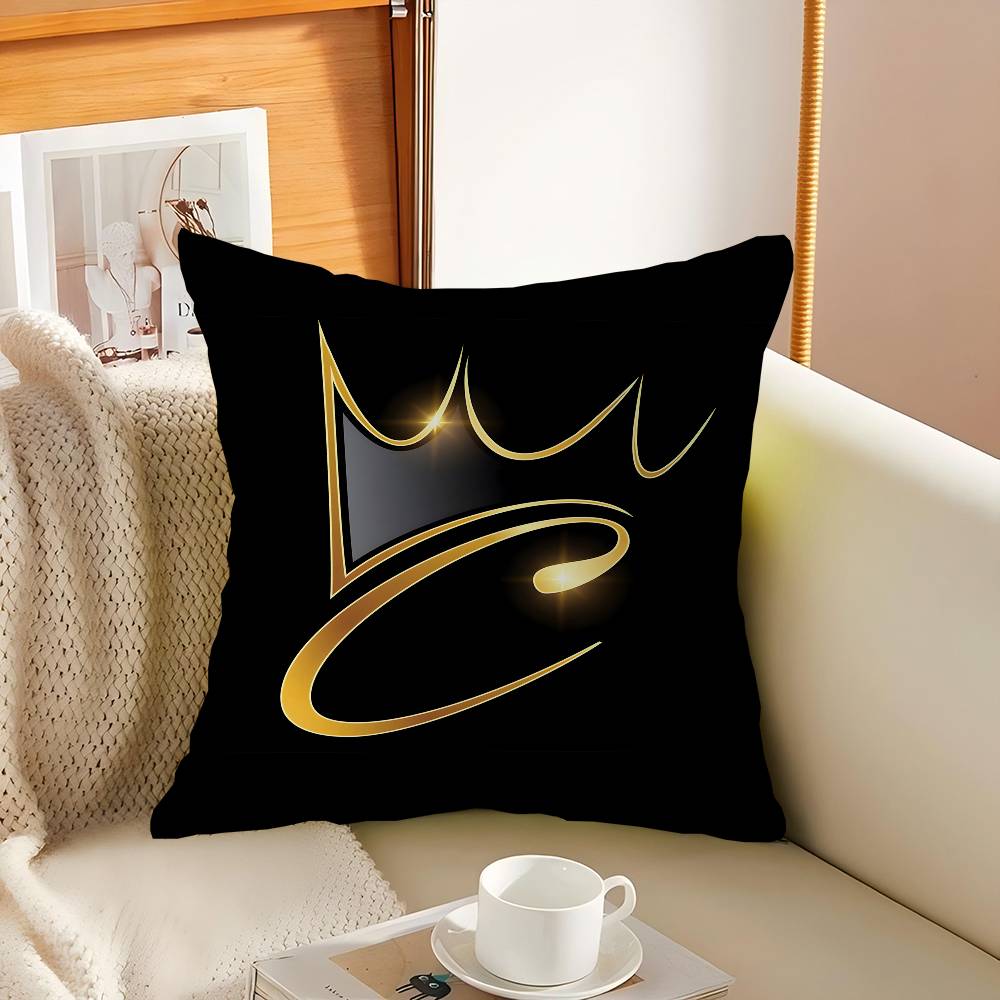 Black Golden Crown Printed Letter Pillowcase Toon Gift Cushion Cover Bedroom Home Sofa Chair Seat Decor Pillow Case
