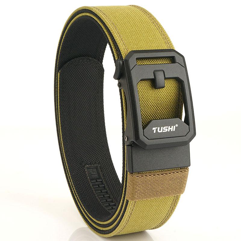 Nowy męski pasek dojazdowy z automatyczną klamrą nylonową, uniwersalny, dwuwarstwowy, gruby pasek do użytku na świeżym powietrzu