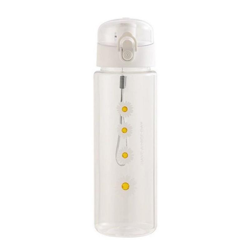 780ml Daisy Flower Plastic Water Bottle Sports Transparent Water Bottle Portable Gym Travel Clear Leakproof Drinking Bottle