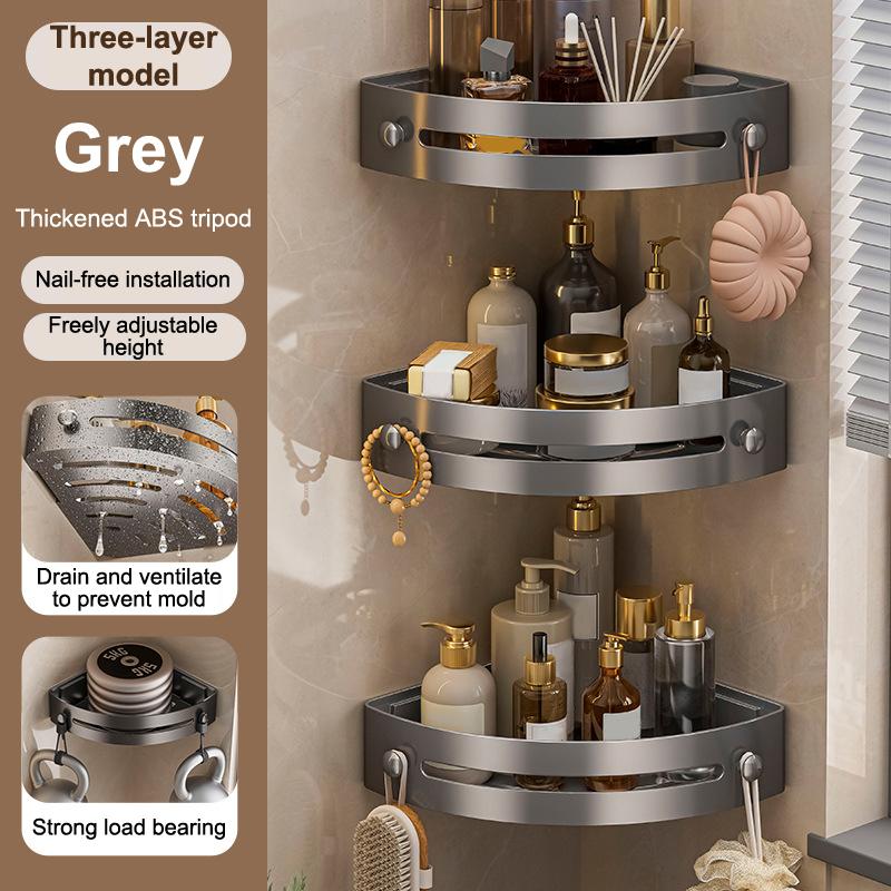 Three-Story Bathroom Nail Free Rack Shower Corner Rack Plastic Shampoo Rack Shower Supplies Storage Rack Bathroom Accessories