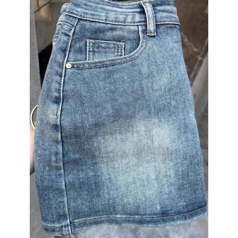 Women's High-Waist Denim Mini Skirt - Retro Slimming Hip-Hugging Design, Anti-Exposure, Summer Style